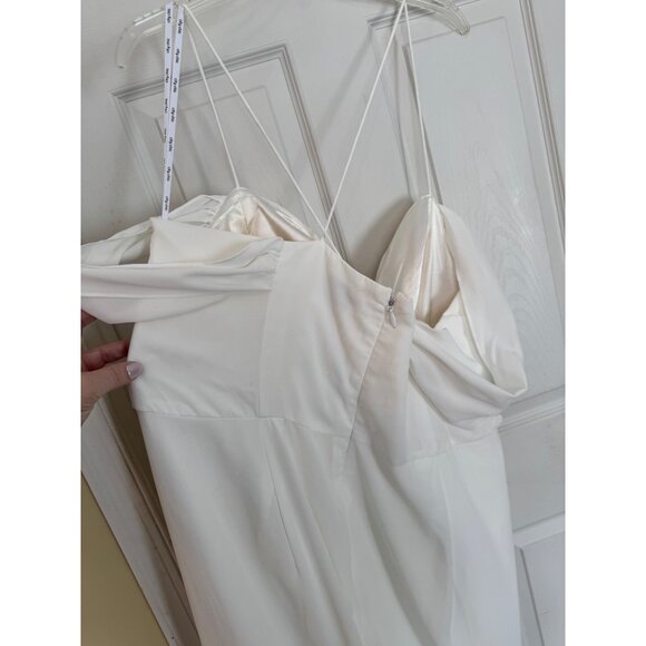 City Chic White Draped Dress Cross Back Straps Sweetheart Neckline Sheer Bridal - Picture 9 of 16